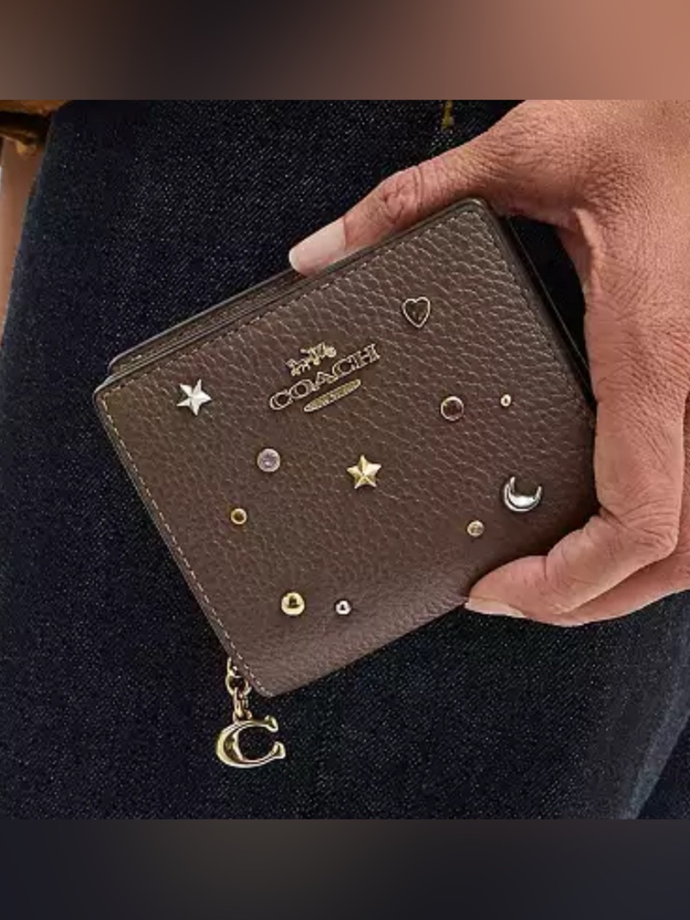 Last one! New Coach Snap Wallet With Rivets CDM38 pebbled leather - Picture 2 of 6